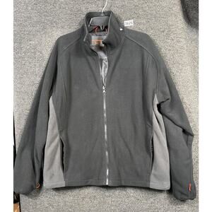 Hawke & Co Fleece Jacket Mens Size L Black Gray full Zip Pockets Athleisure